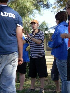 Mark leading a group in a quick sixty second debrief...