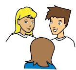 Three people discussing their response to a question posed by a facilitator... (illustration: www/breeddesign.com.au)